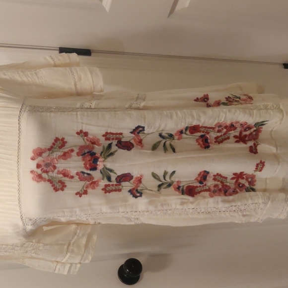 Free People Embroidered Victorian Dress Color- Cream/ Off-white mini dress sz S - Picture 7 of 14